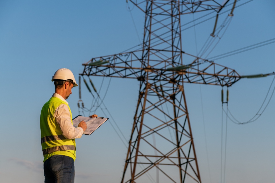 Power Lines Technical Expert Taking Notes.Split Block 960X640
