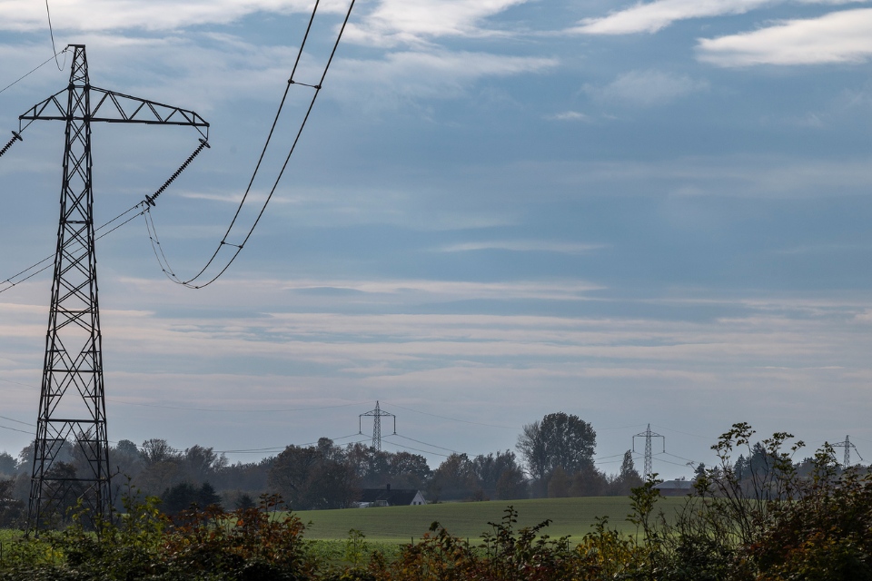 Baltic Cable Overhead Lines Distance Landscape.Split Block 960X640