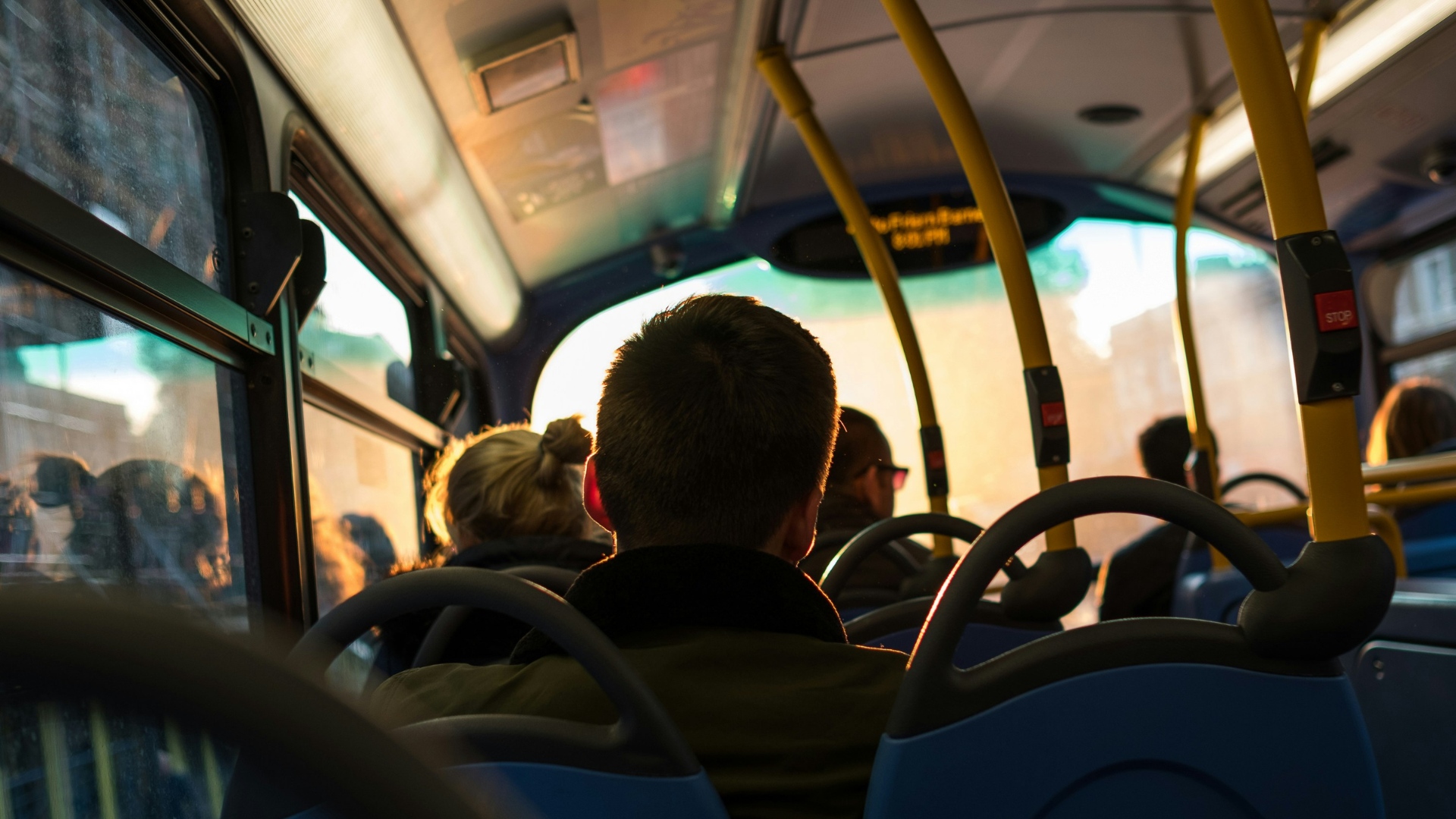 Man On Bus Sunset Background.Background Image 1920X1080